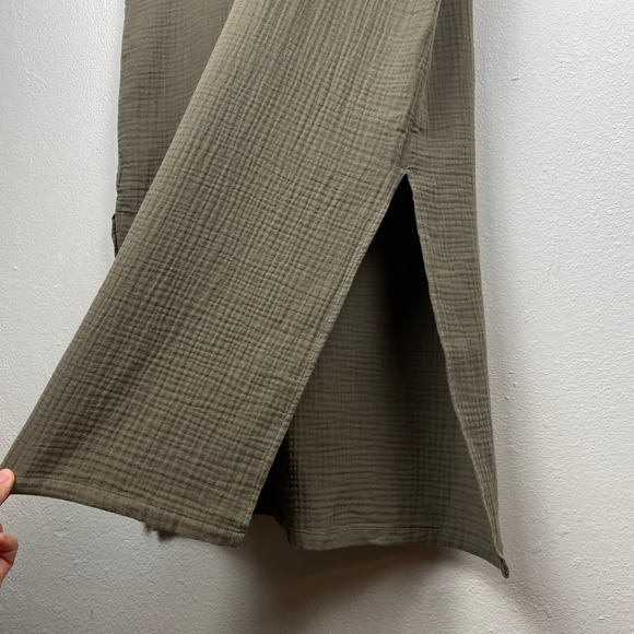 Jenni Kayne Cypress Caftan Dress Short Sleeve Tshirt Dress, Olive Green Gauze S - Picture 8 of 11